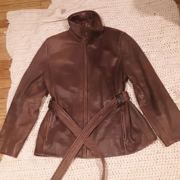 Ladies brown leather jacket - Picture 5 of 5